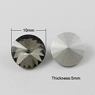 Glass Pointed Back Rhinestone, Rivoli Rhinestone, Back Plated, Cone, Black, 10x5mm(RGLA-R003-10mm-10)