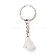 Natural Quartz Crystal Keychain, with 201 Stainless Steel Finding, 7.5~8cm(G-E155-04P-01)