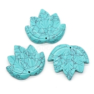Synthetic Turquoise Autumn Maple Leaf Pendants, Leaf Charms, 43x47~53x7mm, Hole: 2mm(PW-WG36930-15)