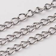 304 Stainless Steel Curb Chains Twisted Chains, Soldered, Stainless Steel Color, 4x3x0.6mm(CHS-L015-48)