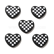 Opaque Acrylic Beads, with Enamel, Heart with Tartan Pattern, Black, 21x25x5mm, Hole: 1.6mm(ACRC-I001-12B)