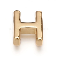 Brass Charms, Long-Lasting Plated, Real 18K Gold Plated, Letter.H, H: 8.5x7x3mm, Hole: 1.5mm(X-ZIRC-I037-01H-G)