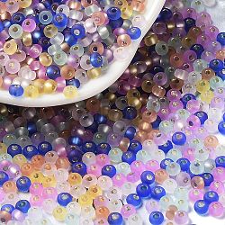 8/0 Glass Seed Beads, Frosted, Silver Lined, Round, Colorful, 3x2mm, Hole: 1mm(SEED-Z001-C-E15)