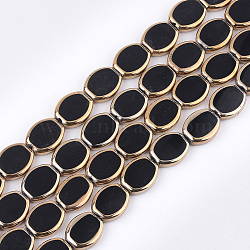 Electroplate Glass Beads Strands, Oval, Black, 17x14x4.5mm, Hole: 1.2mm, about 20pcs/strand, 12.9 inch(EGLA-S188-03A)