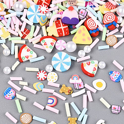 Handmade Polymer Clay Cabochons, with Plastic, Mixed Shapes, Mixed Color, 3~11x1~10x0.3~6mm(CLAY-N013-16A)