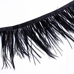 Fashion Ostrich Feather Cloth Strand Costume Accessories, Black, 80~100mm, about 10yards/bag(FIND-R030-8-10cm-14)