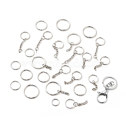 Alloy Keychain Ring Clasps, Keychain Clasps Findings, Platinum, 20~65mm, Ring: 20~30x2mm, about 250pcs/1000g(PALLOY-P286-01)