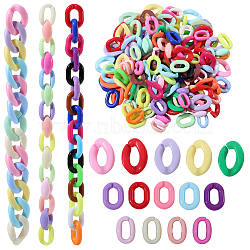 450Pcs 3 Styles Opaque Acrylic Quick Link Connectors, Oval, Mixed Color, 16~22.5x11~16x4~5.5mm, Inner Diameter: 10.5~12.5x5~6mm, 150pcs/style(MACR-SP0002-08)