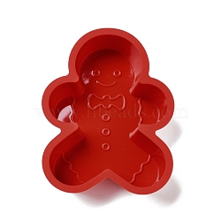 DIY Christmas Gingerbread Man Food Grade Silicone Molds, Baking Cake Pans, FireBrick, 135x100x29.5mm(DIY-G052-A06)