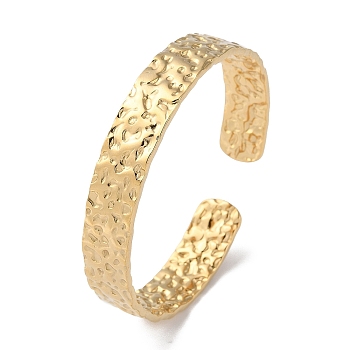 304 Stainless Steel Open Cuff Bangle for Women, Real 18K Gold Plated, Inner Diameter: 2-1/8 inch(5.33cm)