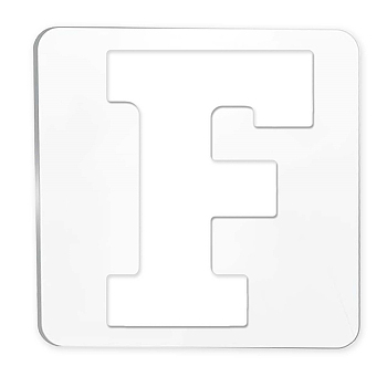 Acrylic Earring Handwork Template, Card Leather Cutting Stencils, Square, Letter Pattern, Letter.F, 15.2x15.2x0.4cm