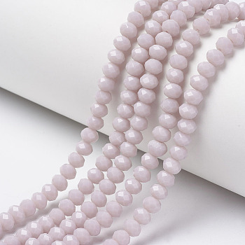 Opaque Solid Color Glass Beads Strands, Faceted, Rondelle, Thistle, 2x1.5mm, Hole: 0.4mm, about 195pcs/strand, 11 inch(28cm)