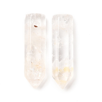 Natural Quartz Crystal Pointed Pendants, Rock Crystal Pendants, Faceted, Bullet, 30~33x8~9mm, Hole: 1.4~1.6mm