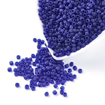 MGB Matsuno Glass Beads, Japanese Seed Beads, 6/0 Transparent Frosted Colours Glass Round Hole Seed Beads, Blue, 3.5~4x2.5~3mm, Hole: 1.4mm, about 300pcs/20g