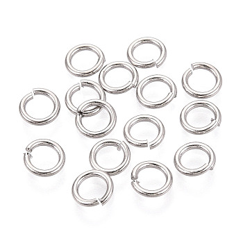 Brass Open Jump Rings, Saw Cut Round, Nickel Free, Real Platinum Plated, Real Platinum Plated, 18 Gauge, 6x1mm, about 467pcs/50g