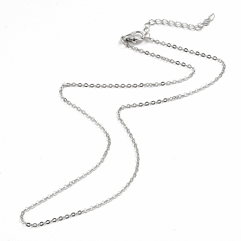 Iron Cable Chain Necklace Making, with Chain Extender & Lobster Claw Clasp, Platinum, 16-1/2 inch(42cm), 0.15cm