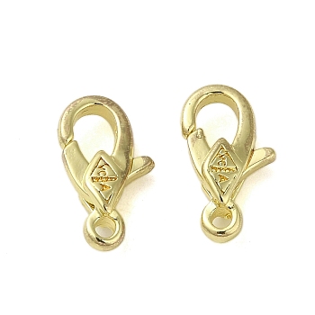 Brass Lobster Claw Clasps, Golden, 11x6x3mm, Hole: 1mm