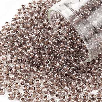 TOHO Round Seed Beads, Japanese Seed Beads, (1071) Dusty Mauve Lined Crystal Luster, 8/0, 3mm, Hole: 1mm, about 220pcs/10g