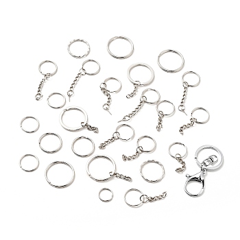 Alloy Keychain Ring Clasps, Keychain Clasps Findings, Platinum, 20~65mm, Ring: 20~30x2mm, about 250pcs/1000g