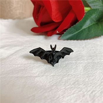 Halloween Bat Alloy Adjustable Ring for Women, Electrophoresis Black, Inner Diameter: 17mm