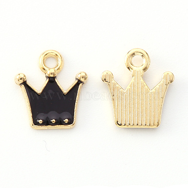 Light Gold Black Crown Alloy+Enamel Charms