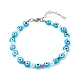 Bracelets de cheville perlés au chalumeau faits à la main mauvais œil pour femmes(AJEW-AN00477)-1