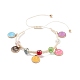 Round Glass Braided Bead Bracelet with Alloy Enamel Smiling Face Charm for Women(BJEW-JB08233-04)-1