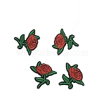Handmade Cloth Embroidered Lace, Flower, Red, 55x56mm(FIND-WH0009-13J)