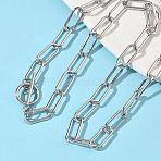 304 Stainless Steel Paperclip Chains Necklaces, Stainless Steel Color, 20.24 inch(51.4cm)(NJEW-Z102-02P)