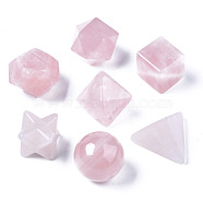 Natural Rose Quartz Beads, No Hole/Undrilled, Chakra Style, for Wire Wrapped Pendant Making, 3D Shape, Round & Cube & Triangle & Merkaba Star & Bicone & Octagon & Polygon, 13.5~21x13.5~22x13.5~20mm(G-Q999-002)