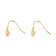 Brass Earring Hook, with Vertical Loop, Shell Shape, Real 14K Gold Plated, 18x19x5mm, Hole: 2mm, 19 Gauge, Pin: 0.9mm(KK-C003-01G)