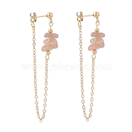 Natural Sunstone Chip Beads Dangle Stud Earrings for Women, Chain Drop Earrings, Gold, 65x2mm, Pin: 0.7mm(EJEW-TA00028-02)
