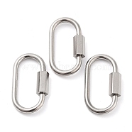 304 Stainless Steel Screw Carabiner Lock Charms, for Necklaces Making, Oval, Stainless Steel Color, 24x13x4.5mm, Screw: 7x4.5mm(STAS-H107-04C-P)