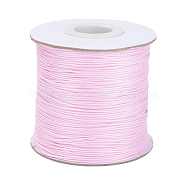 Waxed Polyester Cord, Bead Cord, Pearl Pink, 0.5mm, about 169.51~174.98 Yards(155~160m)/Roll(YC-0.5mm-131)