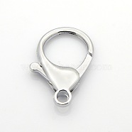 Zinc Alloy Large Lobster Claw Clasps, Platinum, 35x21x6mm, Hole: 3mm(PALLOY-O040-01)