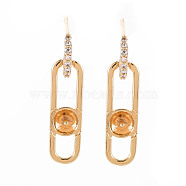Brass Micro Pave Clear Cubic Zirconia Dangle Stud Earrings Findings, for Half Drilled Bead, Nickel Free, Real 18K Gold Plated, 25x6mm, Pin: 0.8mm, Pin: 0.9mm(for Half Drilled Beads)(KK-T062-73G-NF)