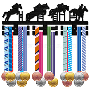 Fashion Wood Medal Hanger Holder, 2 Line Display Wall Rack, with Screws & Anchor Plug, Equestrian, Sports, 150x400mm, Hole: 5mm(ODIS-WH0041-032)