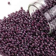 TOHO Round Seed Beads, Japanese Seed Beads, (1076) Inside Color Grey/Magenta Lined, 11/0, 2.2mm, Hole: 0.8mm, about 1110pcs/bottle, 10g/bottle(SEED-JPTR11-1076)