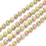 Electroplated Brass Faceted Ball Chains, Round, with Spool, Soldered, Pale Green, 1.5mm, about 164.04 Feet(50m)/roll(KK-G358-B06)