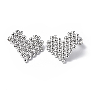 304 Stainless Steel Heart Stud Earrings for Women, Stainless Steel Color, 18x20mm, Pin: 0.8mm(STAS-B034-17P)