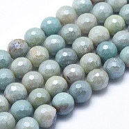 Natural Amazonite Beads Strands, Round, Faceted, 6mm, Hole: 1mm, about 64~65pcs/strand, 15.1~15.5 inch(38.5~39.5cm)(G-O164-02-6mm)