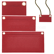 WADORN 3Pcs 3 Style Wool Felt Purse Organizer Insert, Mini Handbag Shaper Premium Felt, Bag Accessories, Rectangle, Dark Red, 9.2~25x5.4~12.4x0.35~1.2cm, Hole: 9.5mm, 1pc/style(FIND-WR0001-57C)
