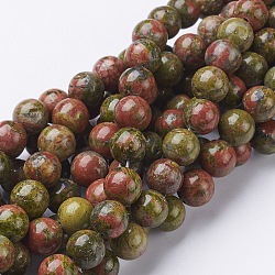 Natural Unakite Beads Strands, Round, about 10mm in diameter, hole: 1mm about 40pcs/strand, 16 inch(X-GSR10mmC043)