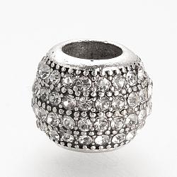 Alloy Rhinestone Beads, Large Hole Beads, Rondelle, Crystal, 11.5~12x9.5mm, Hole: 5.5mm(RB-S060-06)
