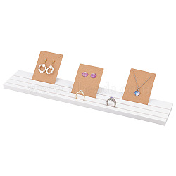 3-Slot Wooden Display Card Board, for Earring Display Card Displays, Rectangle, White, 390x77.5x11.5mm, Groove: 2.8mm(ODIS-WH0025-16)