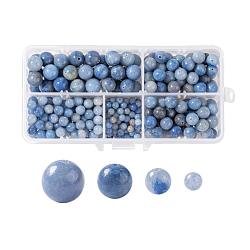 340Pcs 4 Sizes Natural Blue Aventurine Beads, Round, 4mm/6mm/8mm/10mm, Hole: 0.6~1mm(G-LS0001-19)