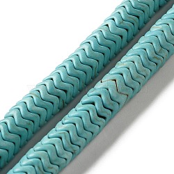 Synthetic Turquoise Dyed Beads Strands, Wavy Shape, Turquoise, 10x4mm, Hole: 1.2mm, about 131pcs/strand, 15.04''(38.2cm)(G-E594-21A)