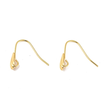 Brass Earring Hook, with Vertical Loop, Shell Shape, Real 14K Gold Plated, 18x19x5mm, Hole: 2mm, 19 Gauge, Pin: 0.9mm