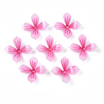 Plastic Beads, Flower, Pearl Pink, 22~23x22~23x5.5mm, Hole: 1.4mm