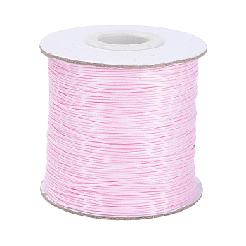 Waxed Polyester Cord, Bead Cord, Pearl Pink, 0.5mm, about 169.51~174.98 Yards(155~160m)/Roll